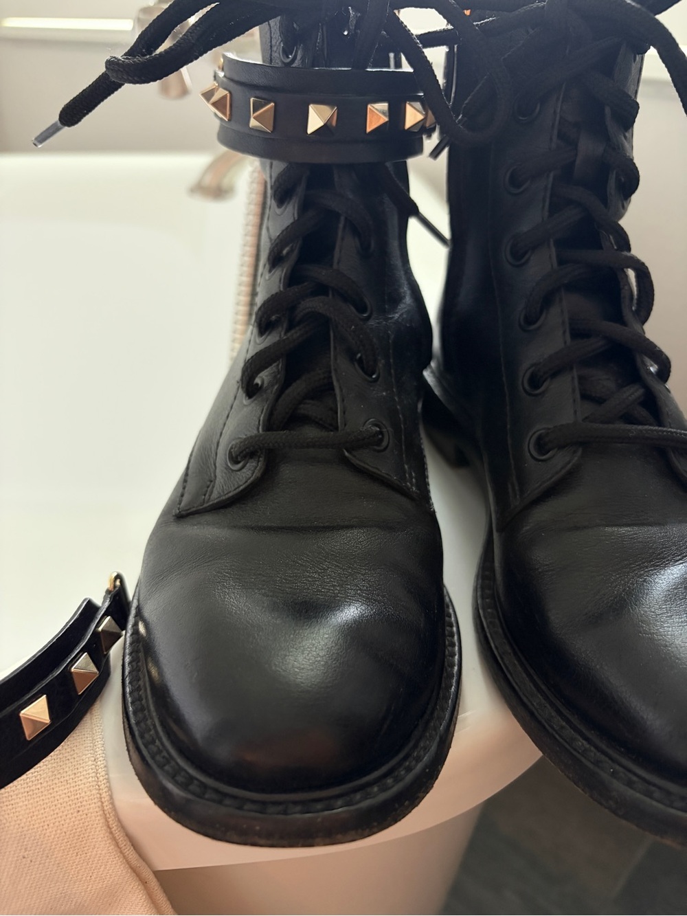 Valentino Combat Boots with Studded Strap